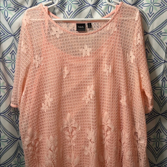 Rafaella Tops - Rafaella Peach Lace Blouse, with tank for full coverage… half sleeved, gorgeous!